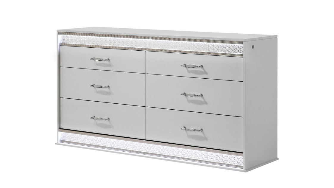 Glam 5PC Queen Bedroom Set Contemporary Style White Finish by Galaxy Home Furnishings