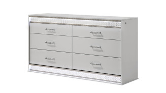 Glam 5PC Queen Bedroom Set Contemporary Style White Finish by Galaxy Home Furnishings