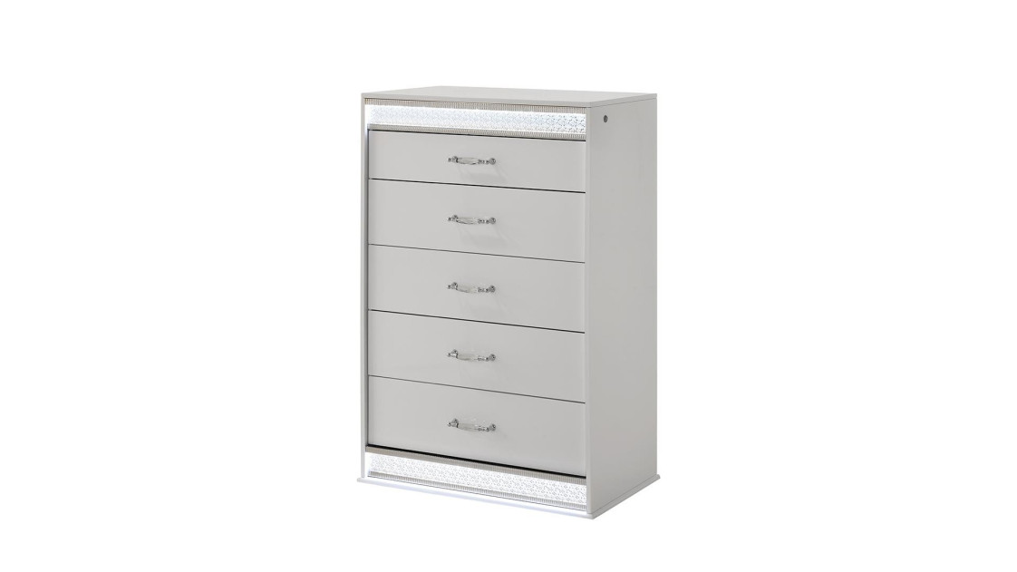 Glam 5PC Queen Bedroom Set Contemporary Style White Finish by Galaxy Home Furnishings