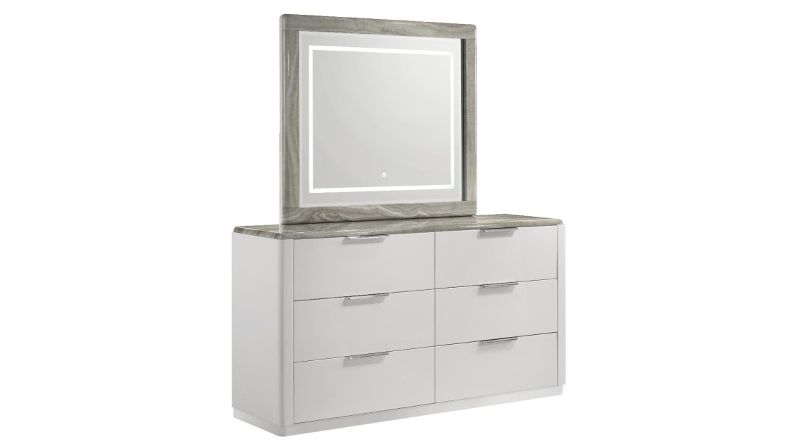 Jazz 5PC Queen Bedroom Set Contemporary Style White Finish by Galaxy Home Furnishings