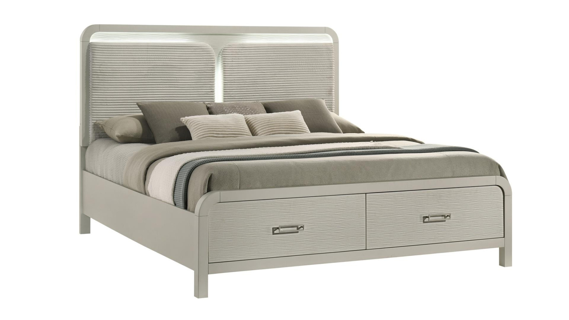 Aria 5PC Queen Bedroom Set Contemporary Style Beige Finish by Galaxy Home Furnishings