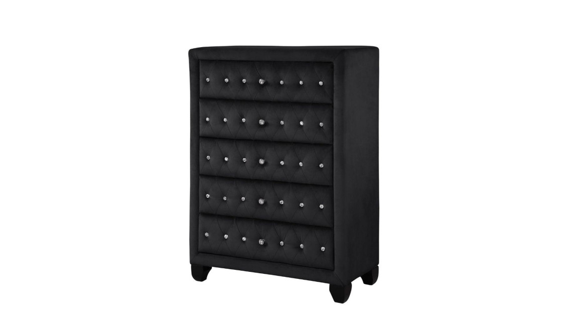 Sophia 5PC Queen Bedroom Set Glam Style Black Finish By Furniture of America