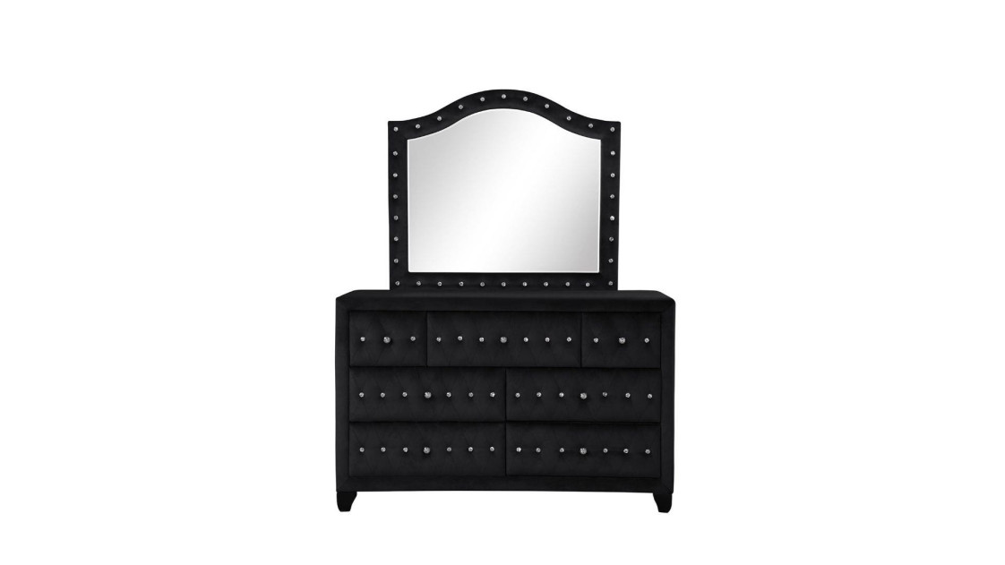 Sophia 5PC Queen Bedroom Set Glam Style Black Finish By Furniture of America