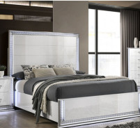 FM72010WH 5PC Queen Bedroom Set Glam Style White Finish by Furniture of America