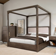 FM74020DW Canopy Queen 5PC Bedroom Set Transitional Style Dark Walnut Finish by Furniture of America