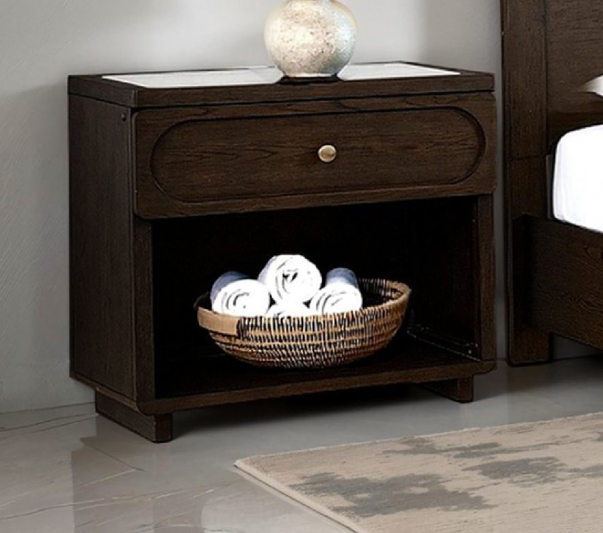 FM74020DW Canopy Queen 5PC Bedroom Set Transitional Style Dark Walnut Finish by Furniture of America