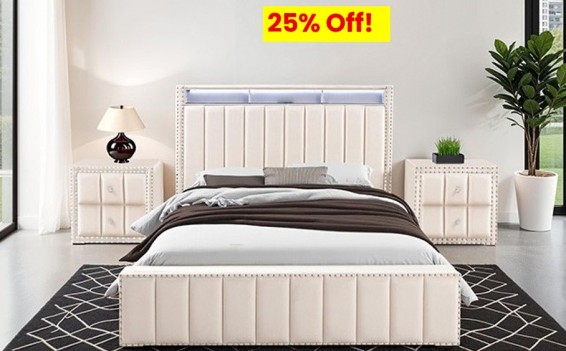 3PC Queen size Bed & 2...