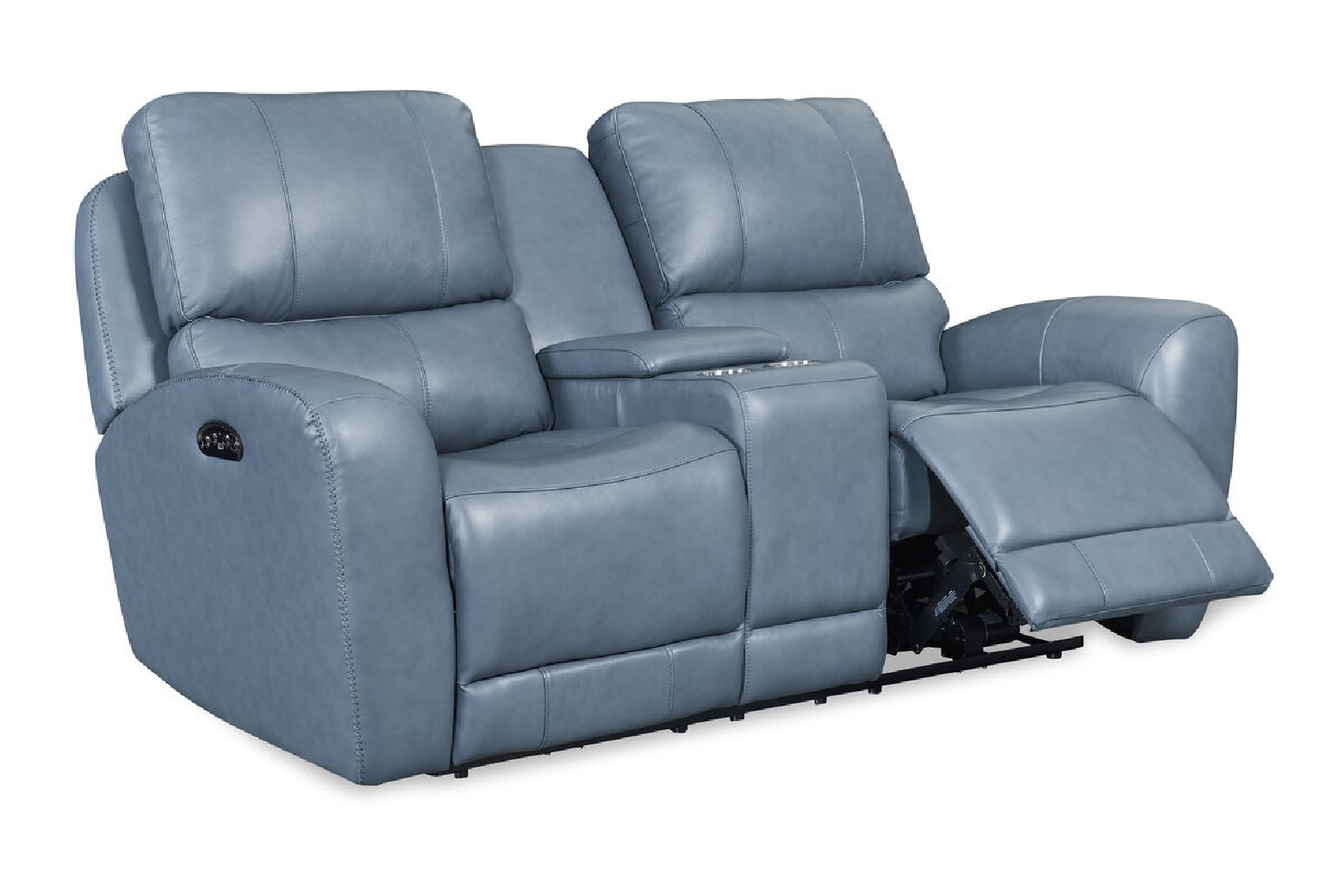 EH 295 Cambria Blue leather Bel Air dual Power Reclining Sofa & Loveseat by Italia USA