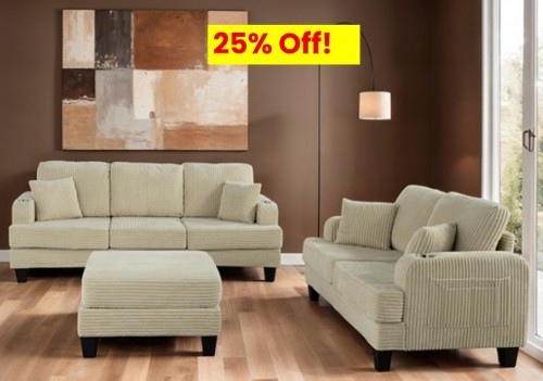 3PC Sofa - Loveseat &...