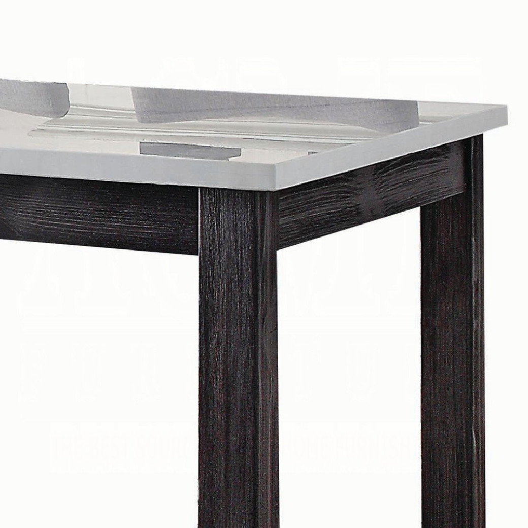 72940 4PC Yelena Counter Height Table W/Marble Top Set By Acme Furniture