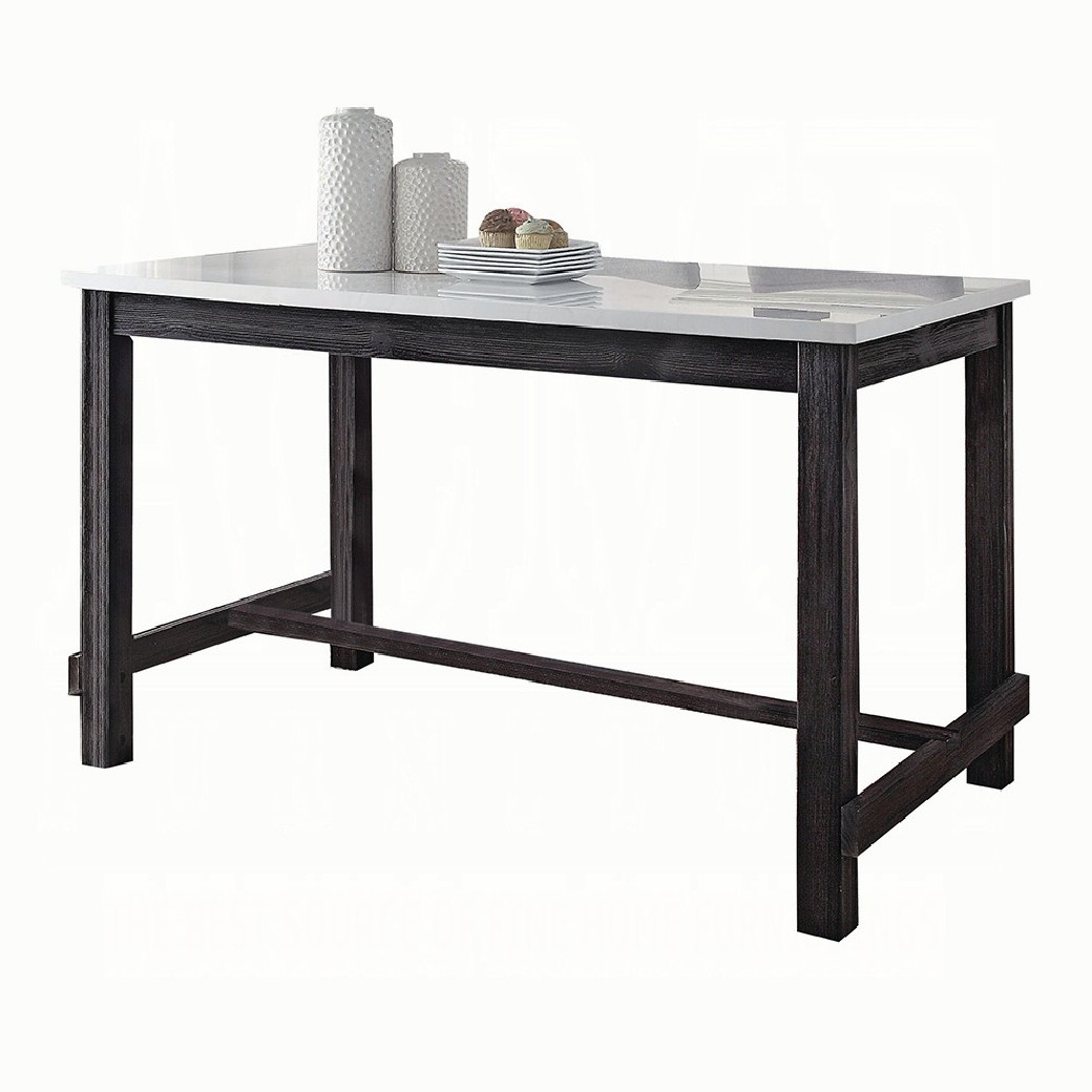 72940 4PC Yelena Counter Height Table W/Marble Top Set By Acme Furniture