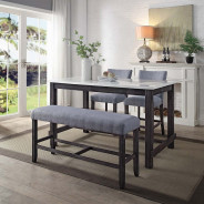 72940 4PC Yelena Counter Height Table W/Marble Top Set By Acme Furniture