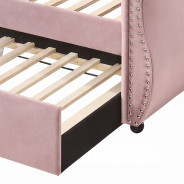39420 Adkins Daybed W/Trundle (Twin) Pink Velvet by Acme Furniture