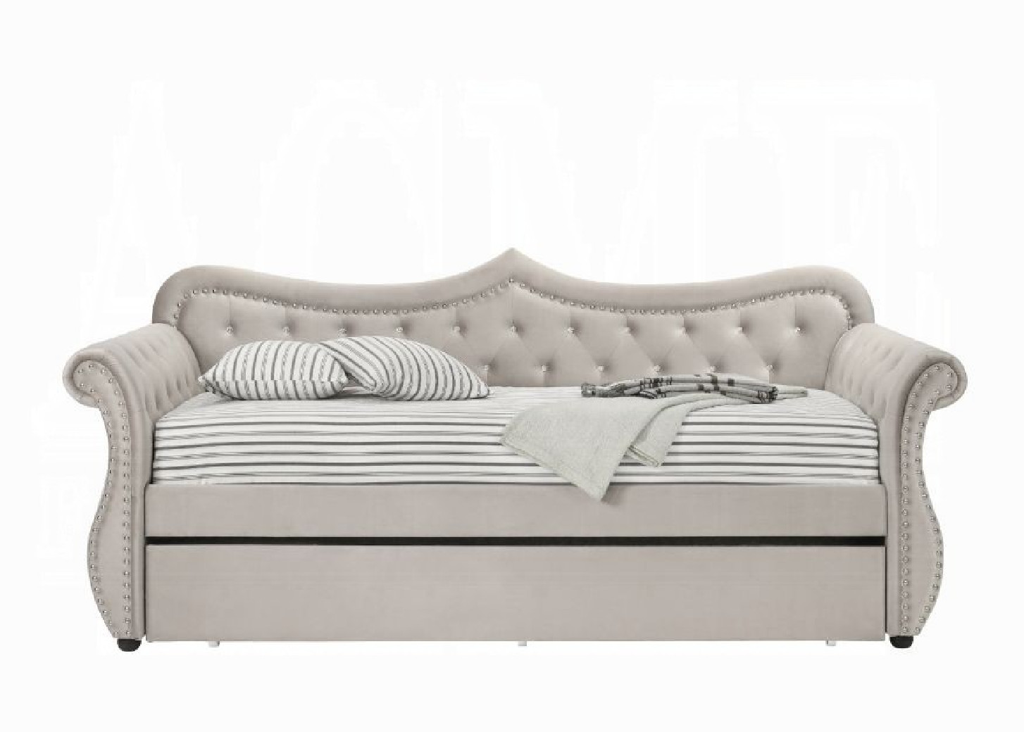 39430 Adkins Daybed W/Trundle (Twin) Beige Linen by Acme Furniture