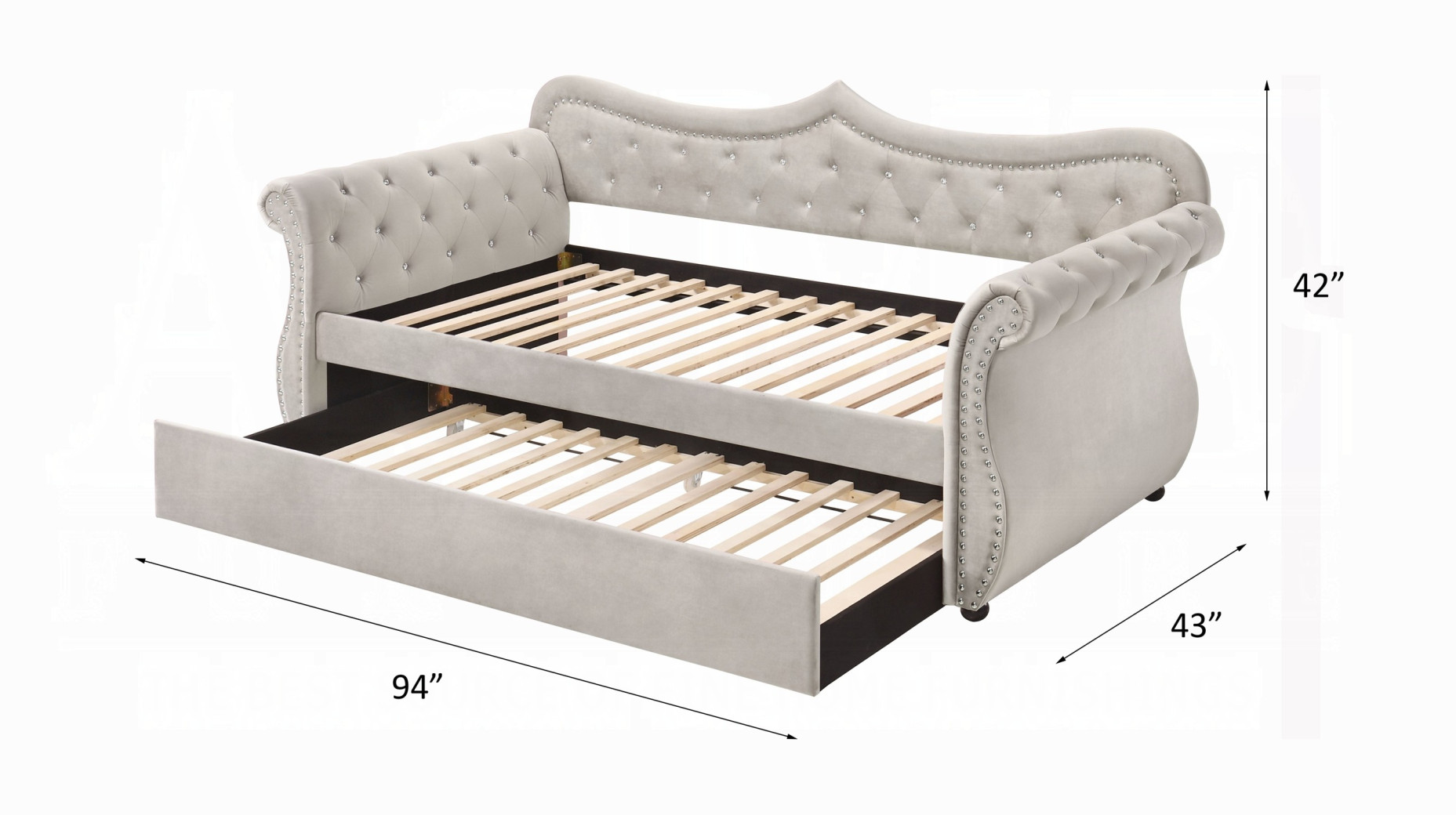 39430 Adkins Daybed W/Trundle (Twin) Beige Linen by Acme Furniture