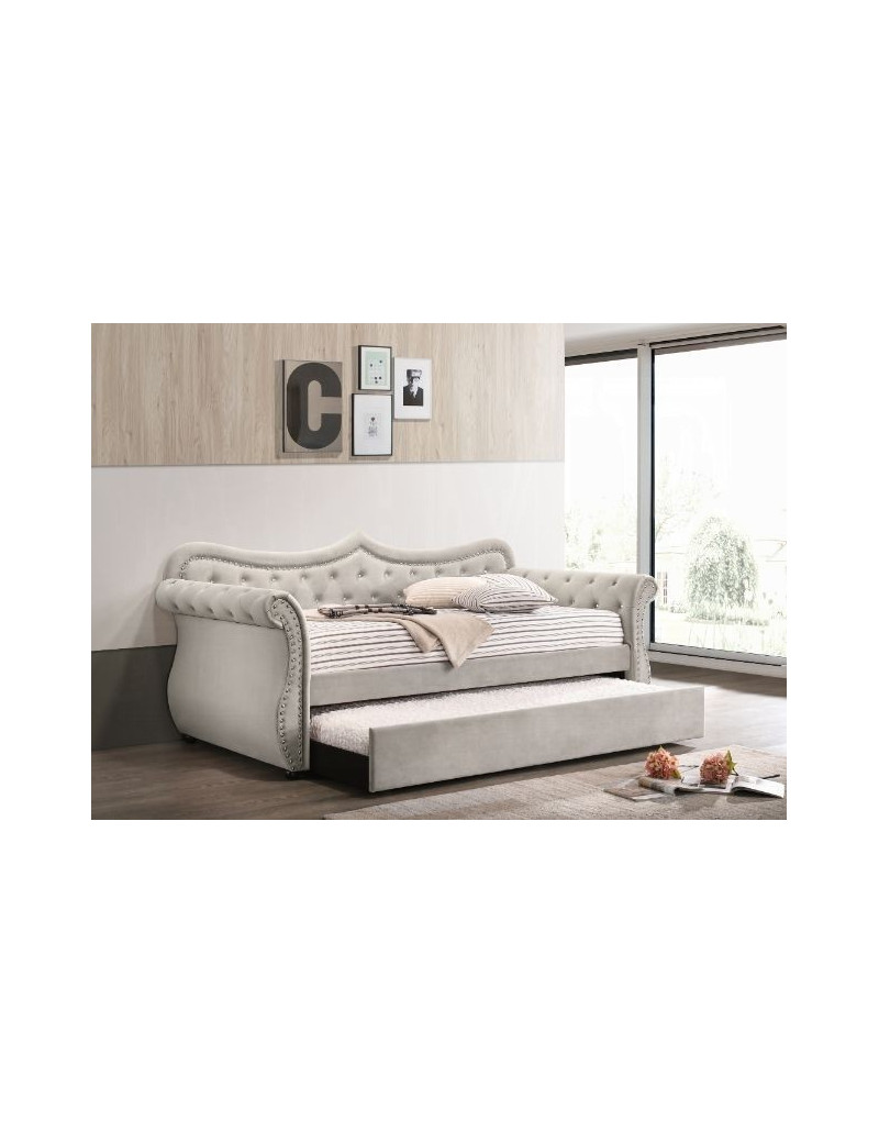 39430 Adkins Daybed W/Trundle (Twin) Beige Linen by Acme Furniture