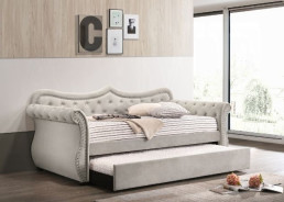 39430 Adkins Daybed W/Trundle (Twin) Beige Linen by Acme Furniture