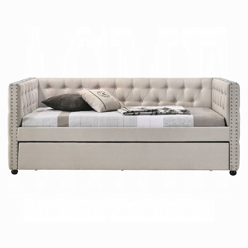 39445 Romona Daybed W/Trundle (Full) Beige Fabric by Acme Furniture