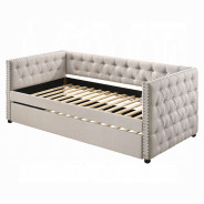 39445 Romona Daybed W/Trundle (Full) Beige Fabric by Acme Furniture