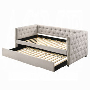 39445 Romona Daybed W/Trundle (Full) Beige Fabric by Acme Furniture