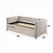 39445 Romona Daybed W/Trundle (Full) Beige Fabric by Acme Furniture
