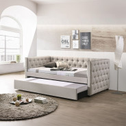 39445 Romona Daybed W/Trundle (Full) Beige Fabric by Acme Furniture