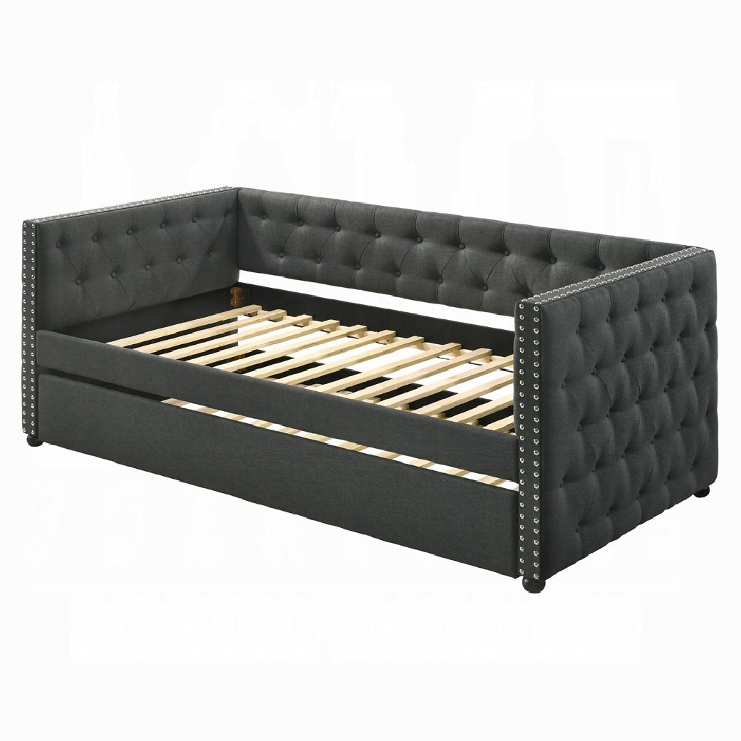 39450 Romona Daybed W/Trundle (Twin) Gray Fabric by Acme Furniture