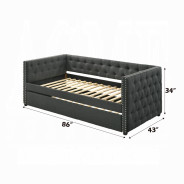 39450 Romona Daybed W/Trundle (Twin) Gray Fabric by Acme Furniture