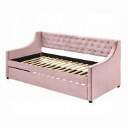 39380 Lianna Daybed W/Trundle (Twin) Pink Velvet by Acme Furniture