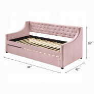 39380 Lianna Daybed W/Trundle (Twin) Pink Velvet by Acme Furniture