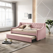 39380 Lianna Daybed W/Trundle (Twin) Pink Velvet by Acme Furniture