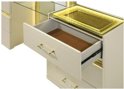 3PC Vanity Desk - Mirror & Stool Contemporary Style Beige Finish Lucida Collection by Furniture of America
