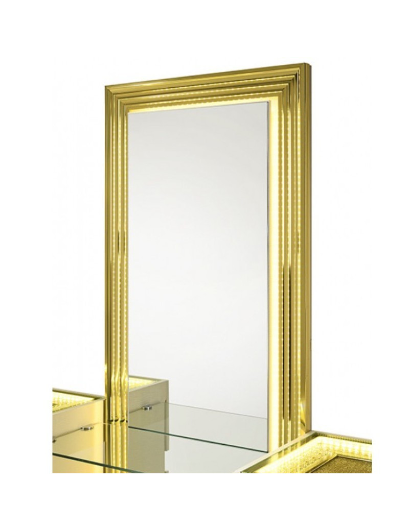 3PC Vanity Desk - Mirror & Stool Contemporary Style Beige Finish Lucida Collection by Furniture of America