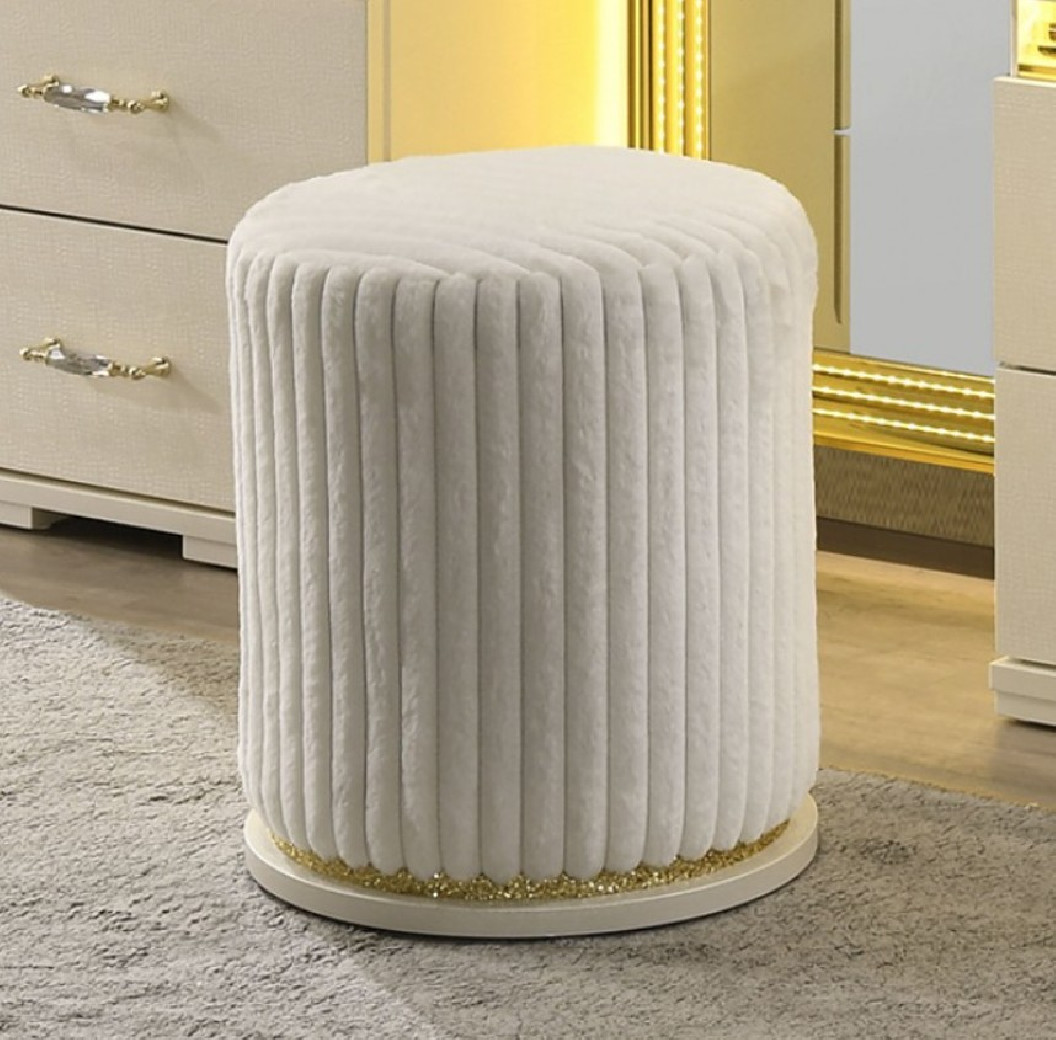 3PC Vanity Desk - Mirror & Stool Contemporary Style Beige Finish Lucida Collection by Furniture of America