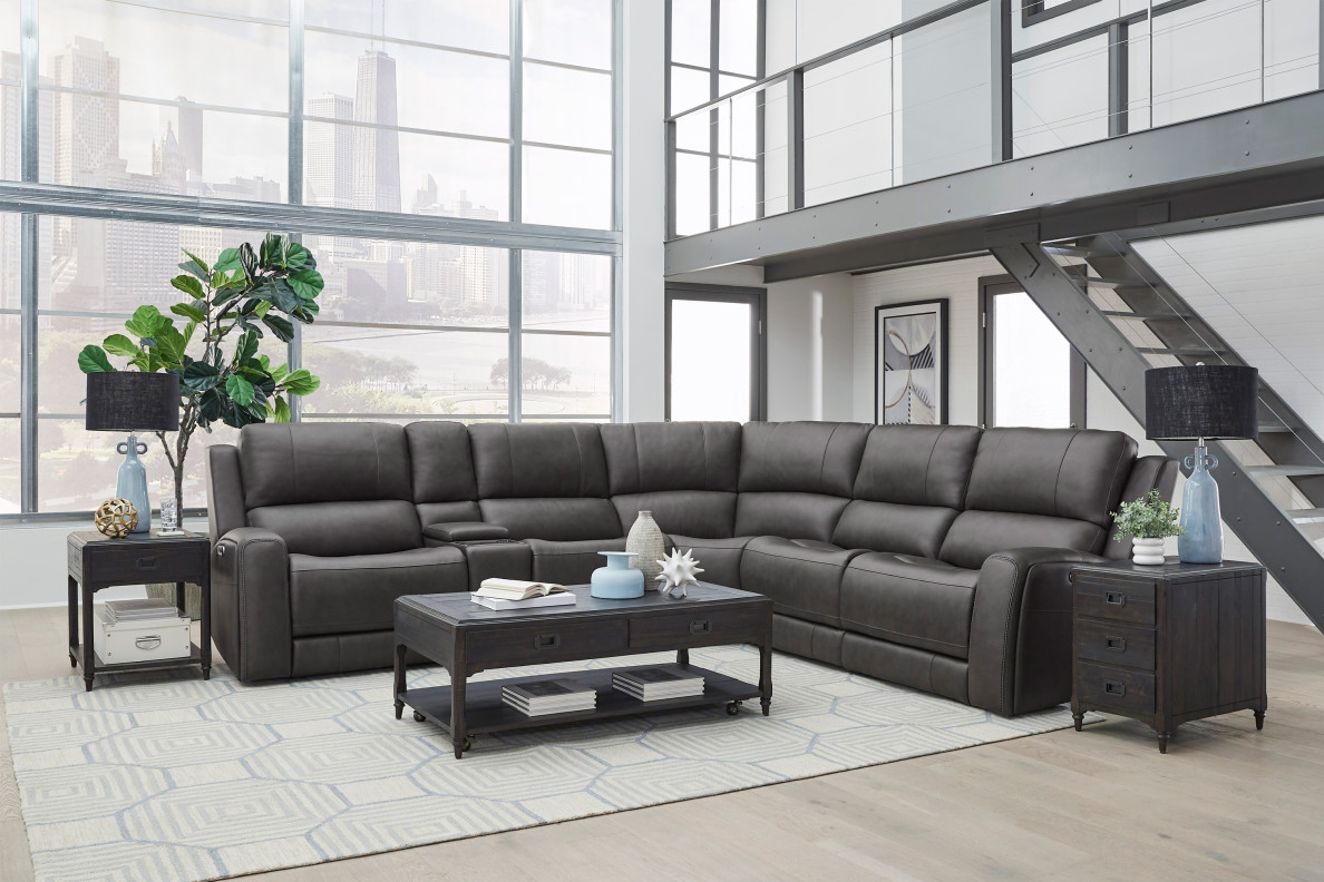 6PC Belmont Autumn Fog Zero-Gravity Modular Power Reclining Sectional By Parker House