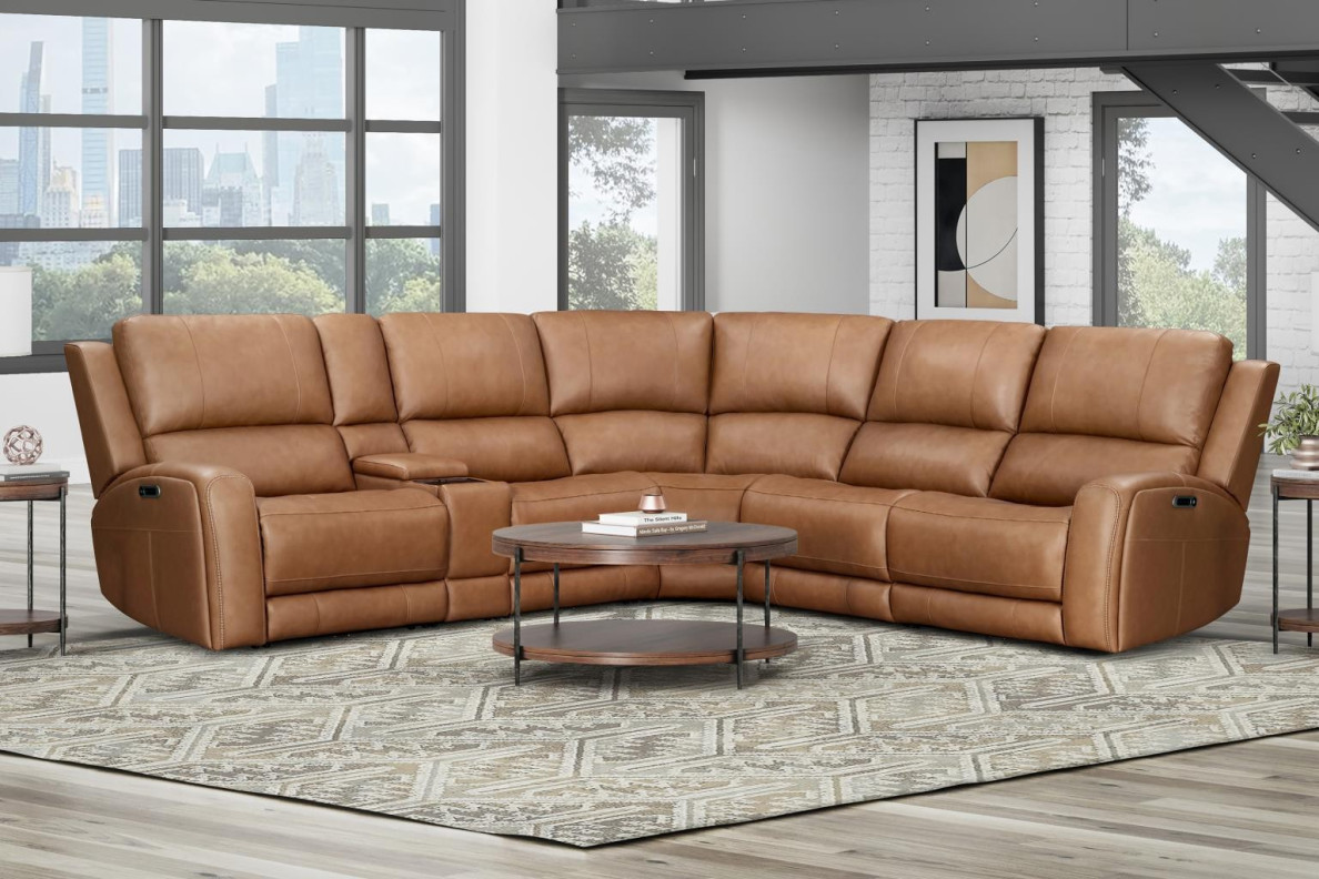 6PC Belmont Lyric Caramel Zero-Gravity Modular Power Reclining Sectional By Parker House