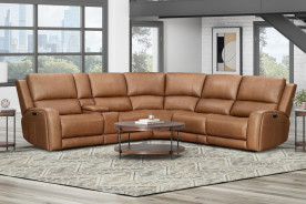 6PC Belmont Lyric Caramel Zero-Gravity Modular Power Reclining Sectional By Parker House