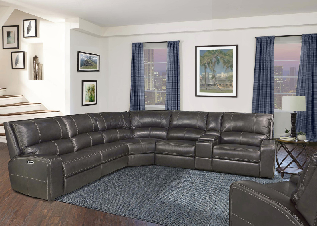 6PC Swift-Twilight Top Grain Leather Modular By Parker-House Furniture.