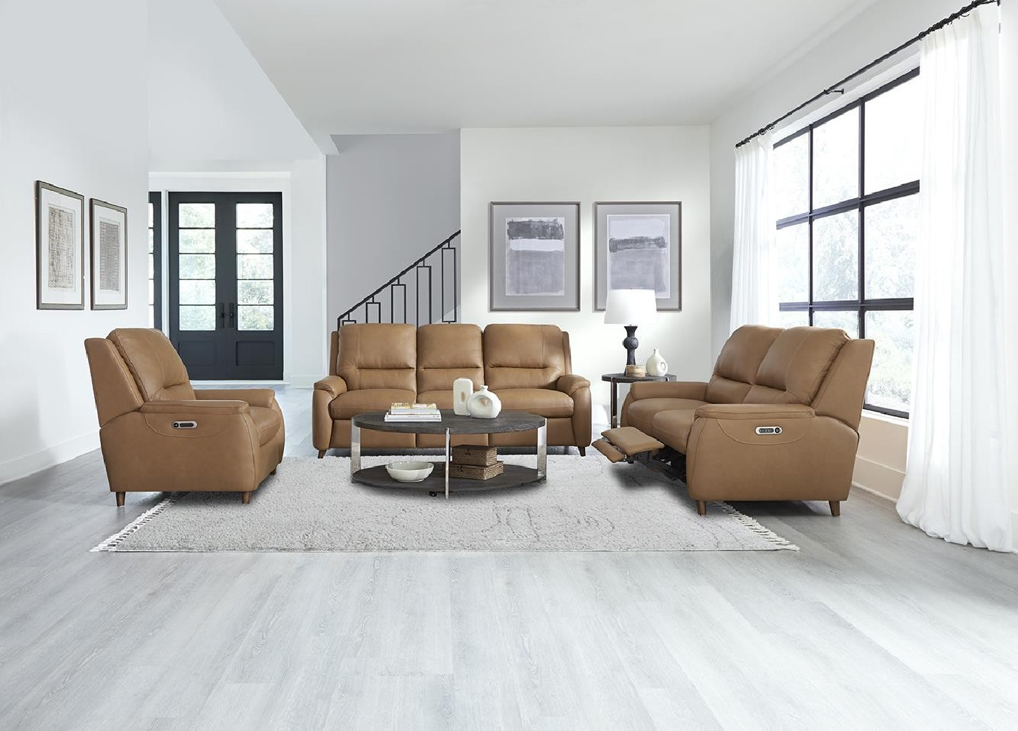 Austin - Caramel Cream Power Console Loveseat By Parker House Furniture