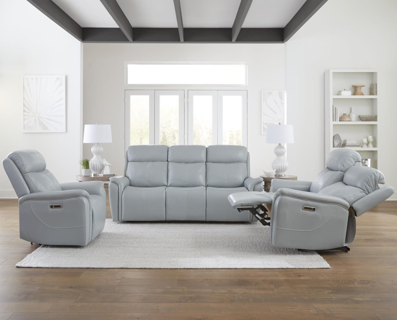 Cascade- Sea Mist Grey Power Recliner with Power Headrest By Parker-House Furniture