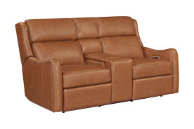 Channing- Renaissance Cinnamon Power Zero Gravity Tilt Console Loveseat P3 By Parker-House Furniture