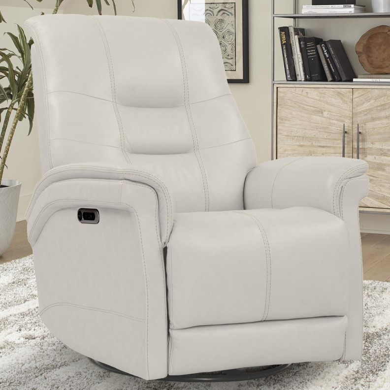 Carnegie-Verona Ivory  Powered By Free Motion Power Cordless Swivel Glider Recliner By Parker-House Furniture