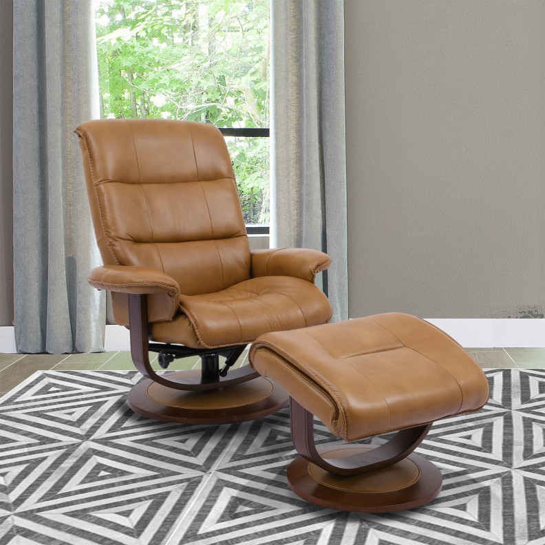 Knight - Butterscotch Manual Reclining Swivel Chair & Ottoman By Parker - House