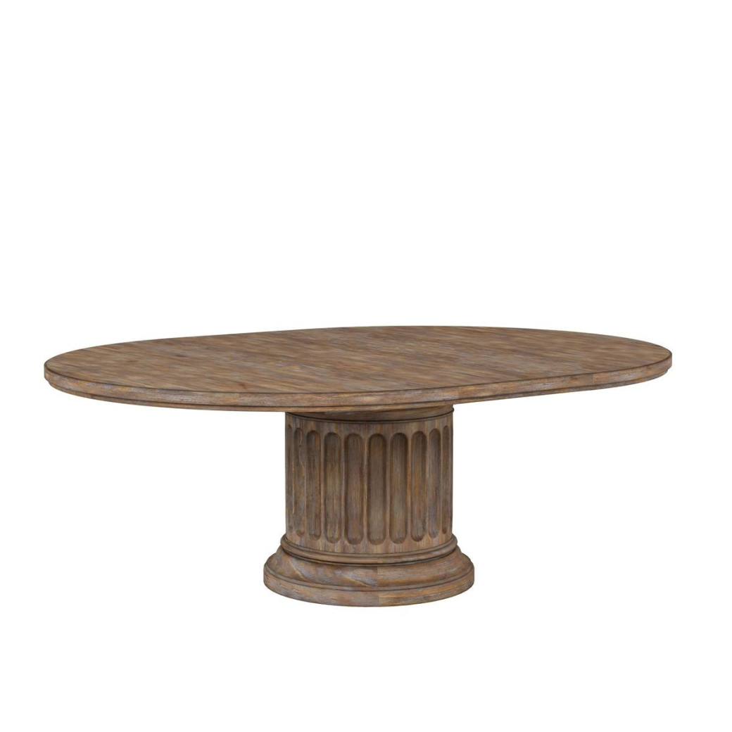 Round Dining Table Rustic Pine Finish Architrave Collection By ART Furniture