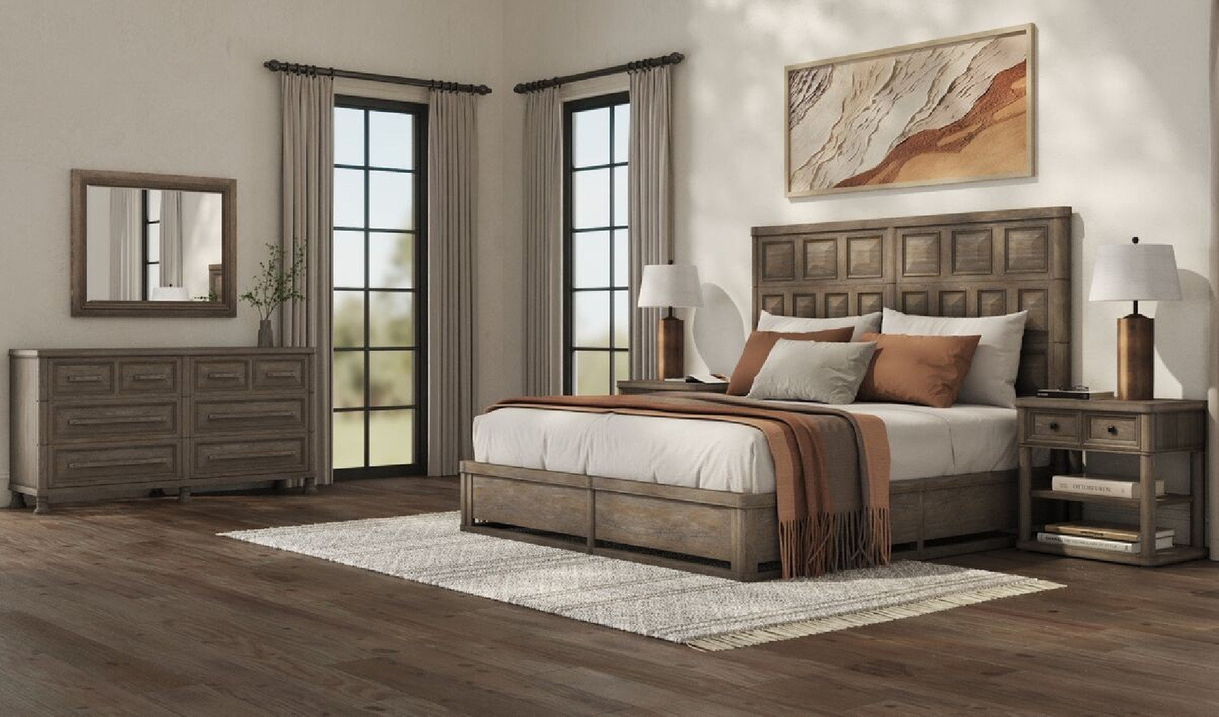 324135-2358 Reforma Queen Panel Bed Modern Rustic Style By A.R.T. Furniture Collection