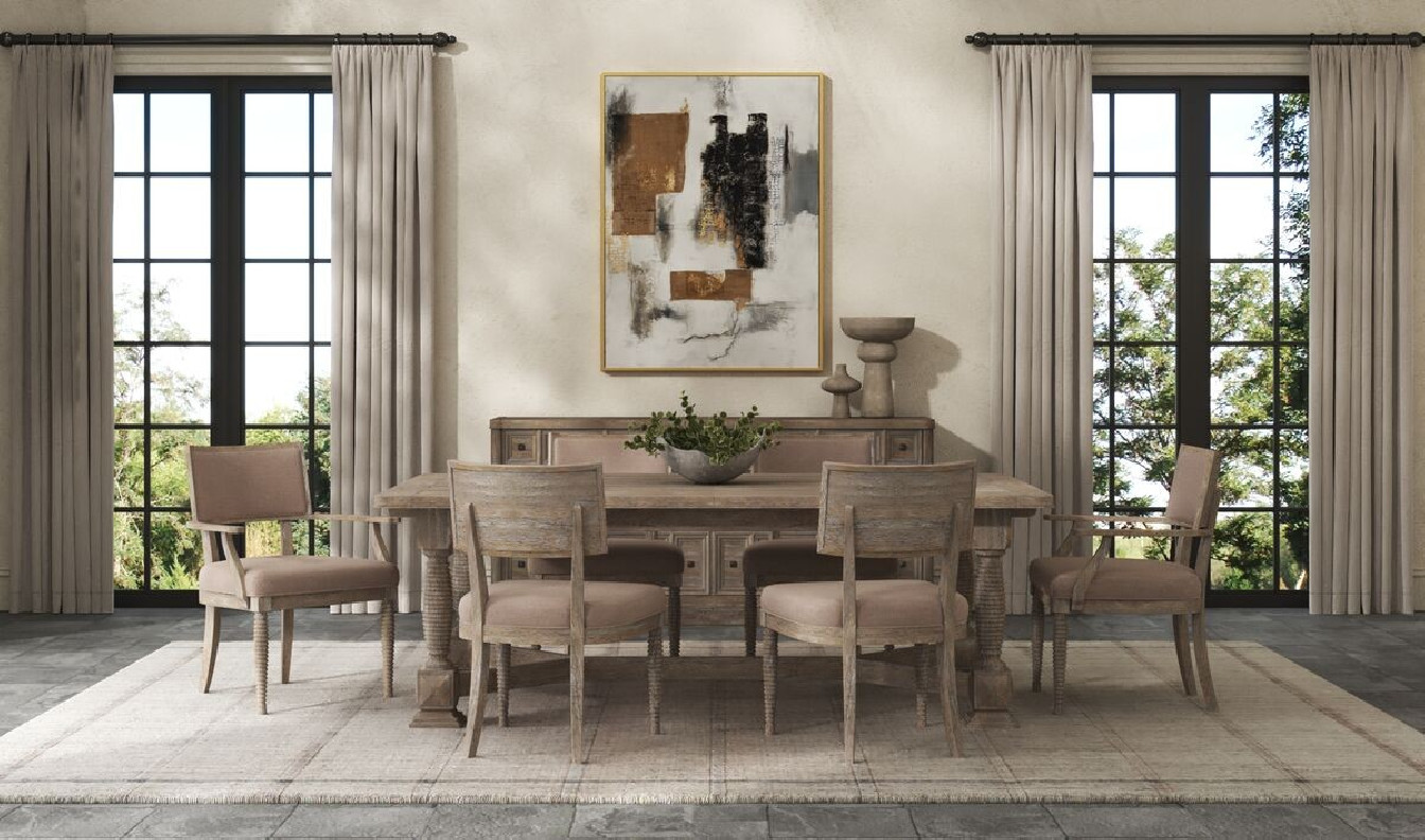 324238-2358 Reforma Trestle 7PC Dining Table Modern Rustic Style By A.R.T. Furniture Collection