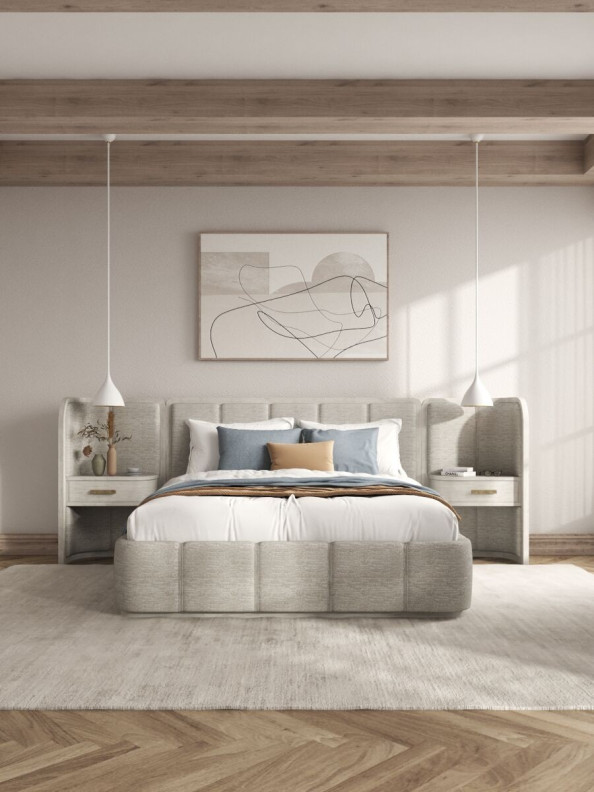 333125-2250WN Ashlar Queen Uph Panel Bed w/Nightstand By A.R.T. Furniture Collection