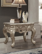HD 998 CH Homey Design Coffee Table Victorian Style Champagne Silver Finish
