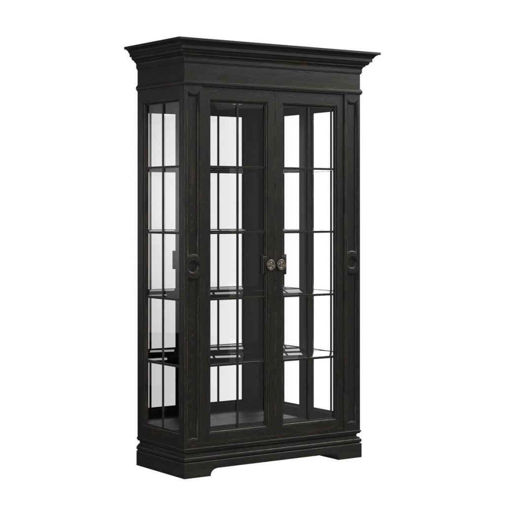 334240-2659 Atrium 2 Door Glass Cabinet  black with undertones of brown Finish by A.R.T. Furniture Collections