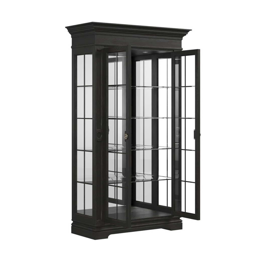 334240-2659 Atrium 2 Door Glass Cabinet  black with undertones of brown Finish by A.R.T. Furniture Collections